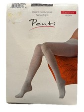 PENTI Caroline Patterned Fashion Thick Tights 100Den Size L (3) BNWT Dk Brown