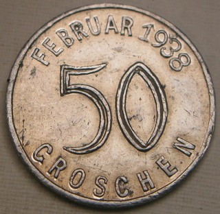 AUSTRIA Gefangenenhilfe 50 Groschen 1938 Aluminum Token VF/XF 3841