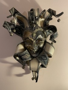 VTG 18" Venetian Sole Luna Italian Jester Mask Hand Made in Italy $320+ Retail