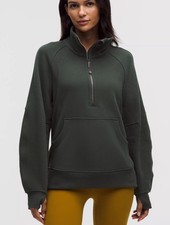 Women s Green Lululemon Scuba Oversized Funnel Neck 1/2 Zip Pull Over Size M/L