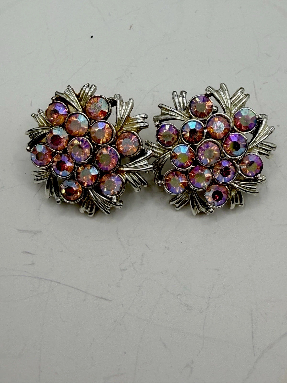 Vintage Coro Clear Rhinestones Clip Earrings