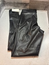 A New Day Women Black Faux Leather Pants S Length 37  