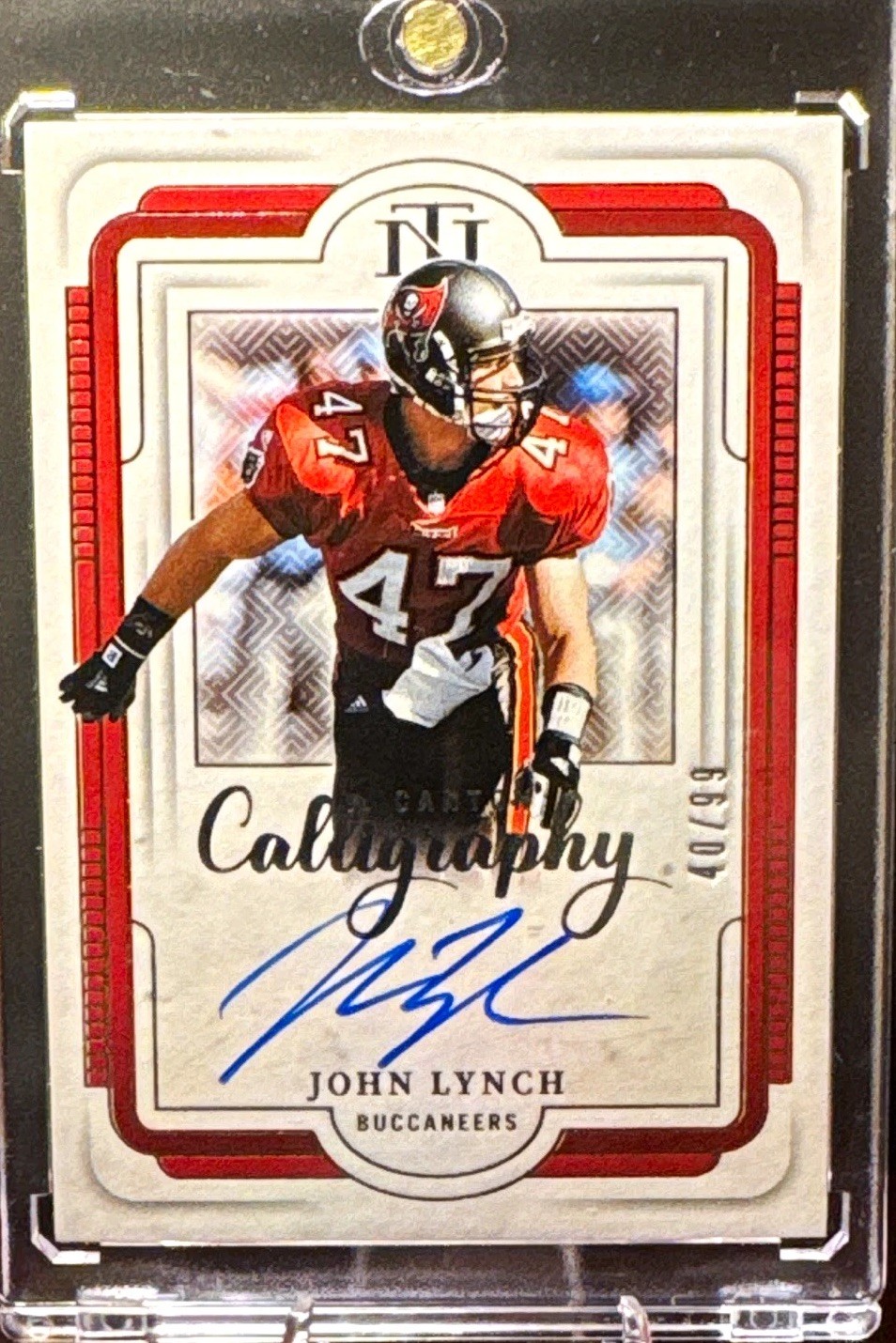Panini 2023 National Treasures John Lynch Canton Calligraphy CC-4 Auto 40 /99