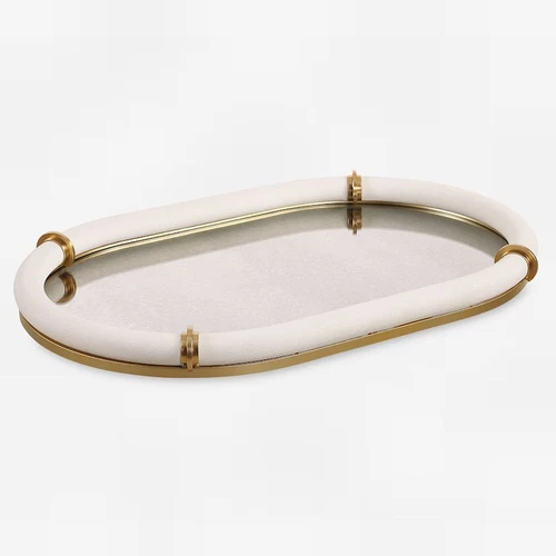 Uttermost Cyprus Leather Oval Tray, Brass - 18229 - Picture 1 of 1