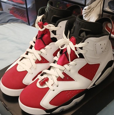 Nike Air Jordan 6 Retro Carmine High Top Sneakers White/Red/Black Men s
