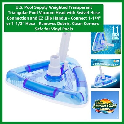 Weighted Transparent Triangular Pool Vacuum Head with Swivel Hose Connection ...