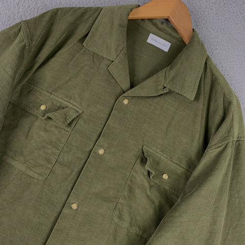 John Elliott Hemd Herren 4/XL grün Camp Kragen Baumwolle Cord lose Perlen Druckknopf - Bild 1 von 10