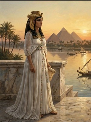 QUEEN CLEOPATRA ON THE SIDE OF THE NILE 10x8 inch print.