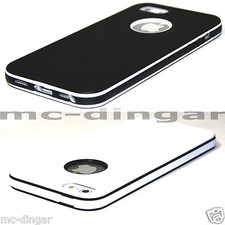 Black/White PC Bumper Hybrid Soft TPU Rubber Matte Case Cover For iPhone 5 5S SE