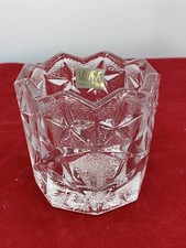 Mikasa Heavy Crystal Cut Small Bud Flower  Glass Vase / Candle Votive Japan 3.25