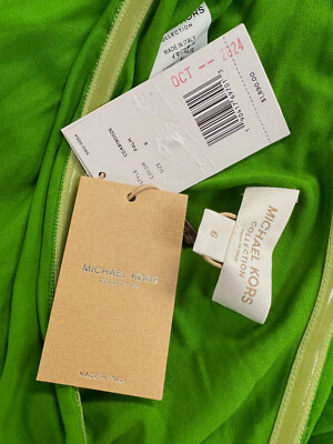 $1890 Michael Kors Women's Green Strapless Ruched Jersey Midi Dress Size 6  | eBay
