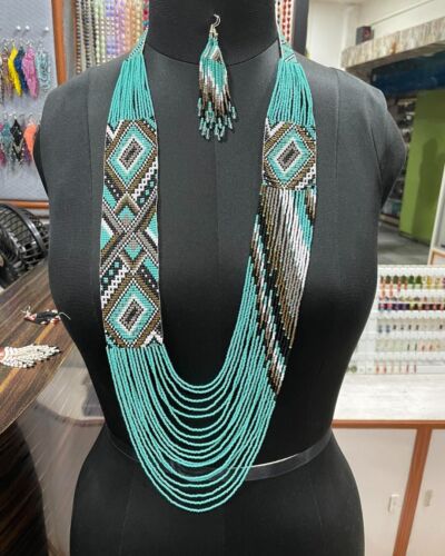 Women & Girls Long Beaded Boho New Handmade Seed Bead Tassel Necklace earring