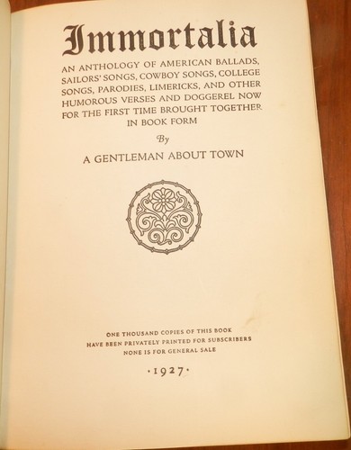  Immortalia 1927 Limited First Edition  Fine Binding. Raunchy Humorous Verse - Picture 2 of 13