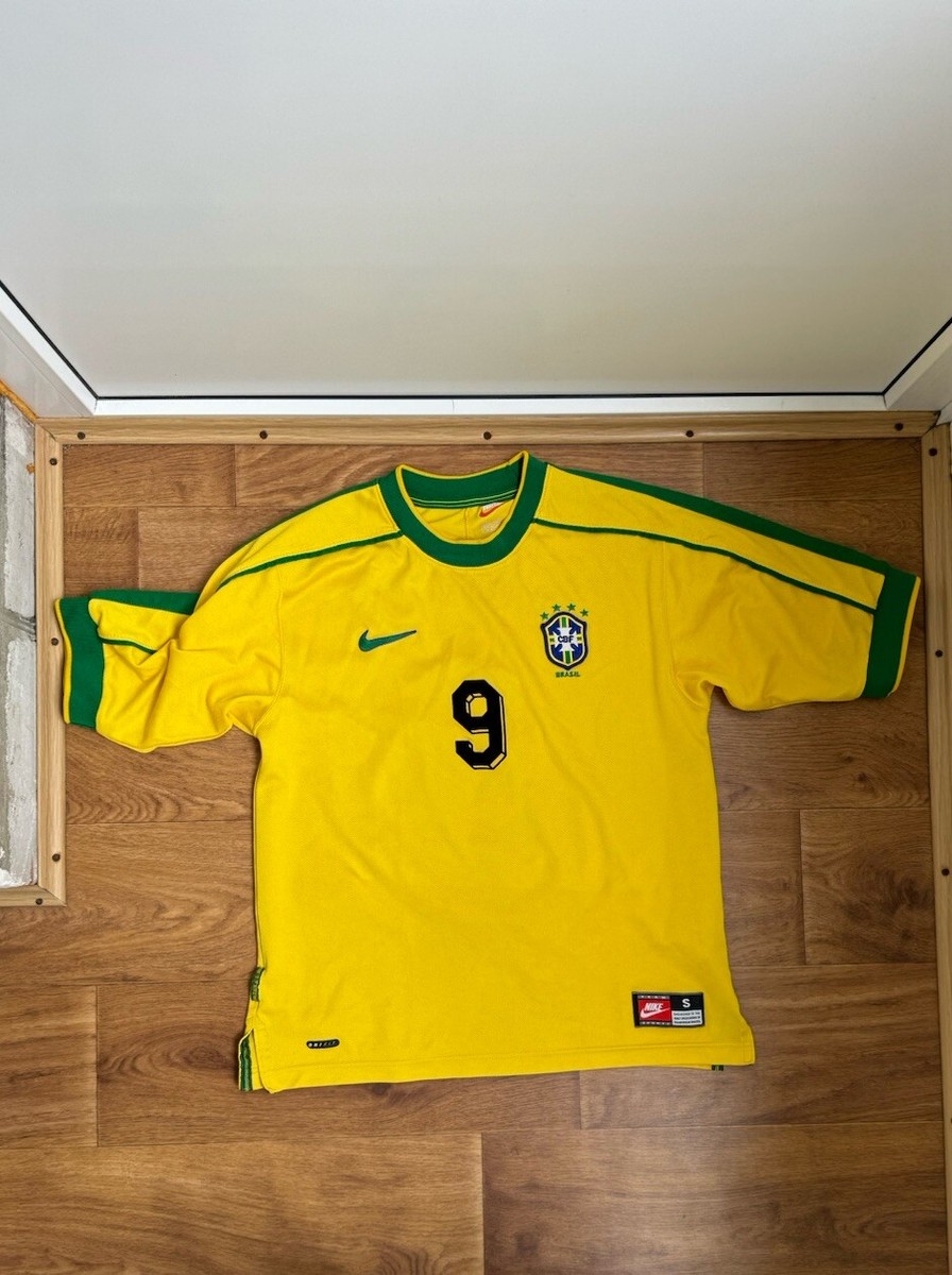 Brazil 1998 Home Retro Football Shirt Ronaldo 9 Soccer