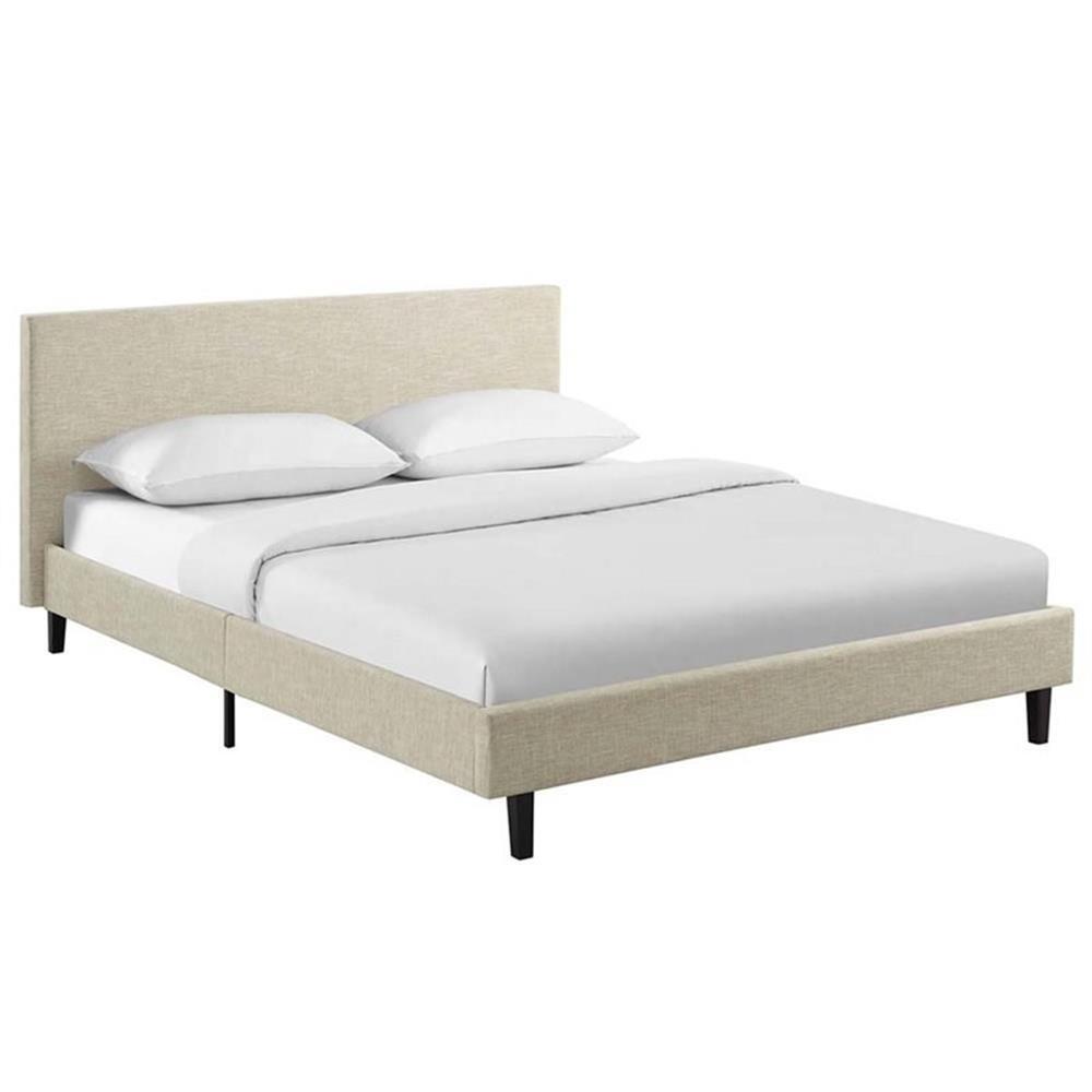 Modway Anya Full Modern Style Polyester Fabric Bed in Beige 