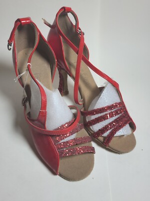 Very Fine Dance Shoes (C1651) Red Women's Size 8.5 Heel 3.5 inch