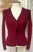 Just Roberto Cavalli Knit Tie Long Sleeve Ribbed Wool Cardigan Sweater S FX8