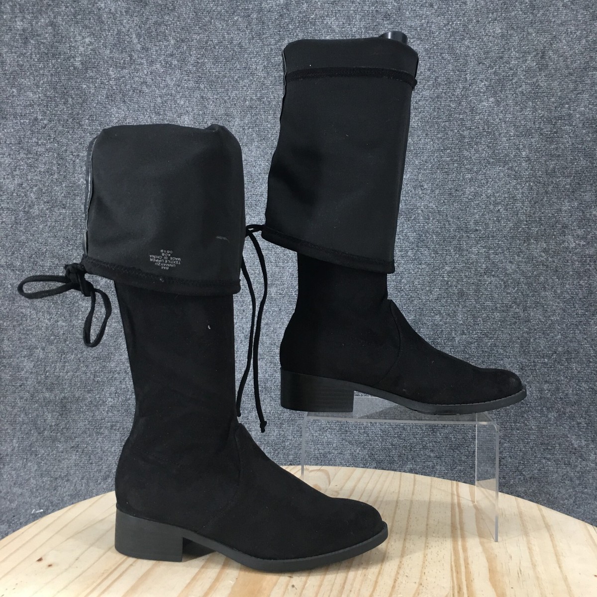 Unisa Boots Womens M Mayz2 Over The Knee Black Faux Suede Low