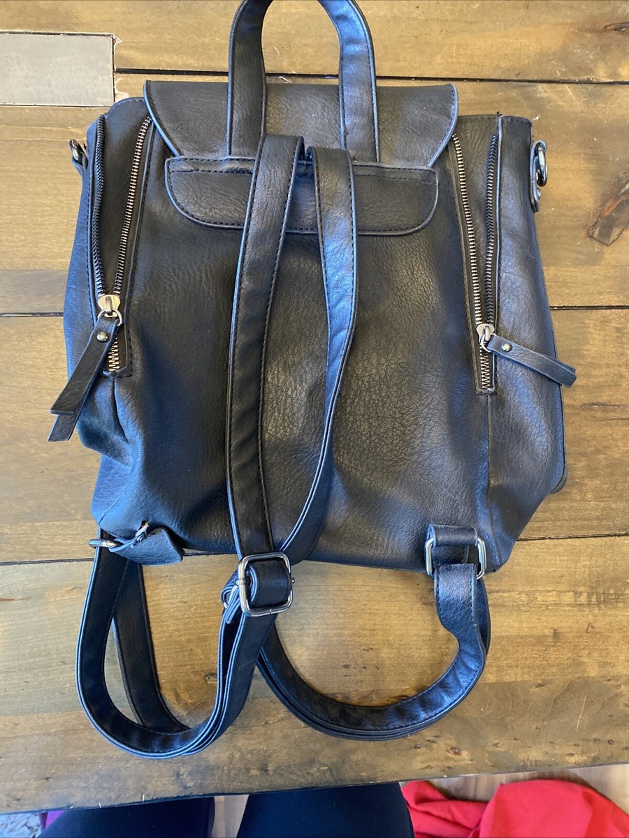 Darcy Marks London Vegan Leather Black Backpack Purse Bag 