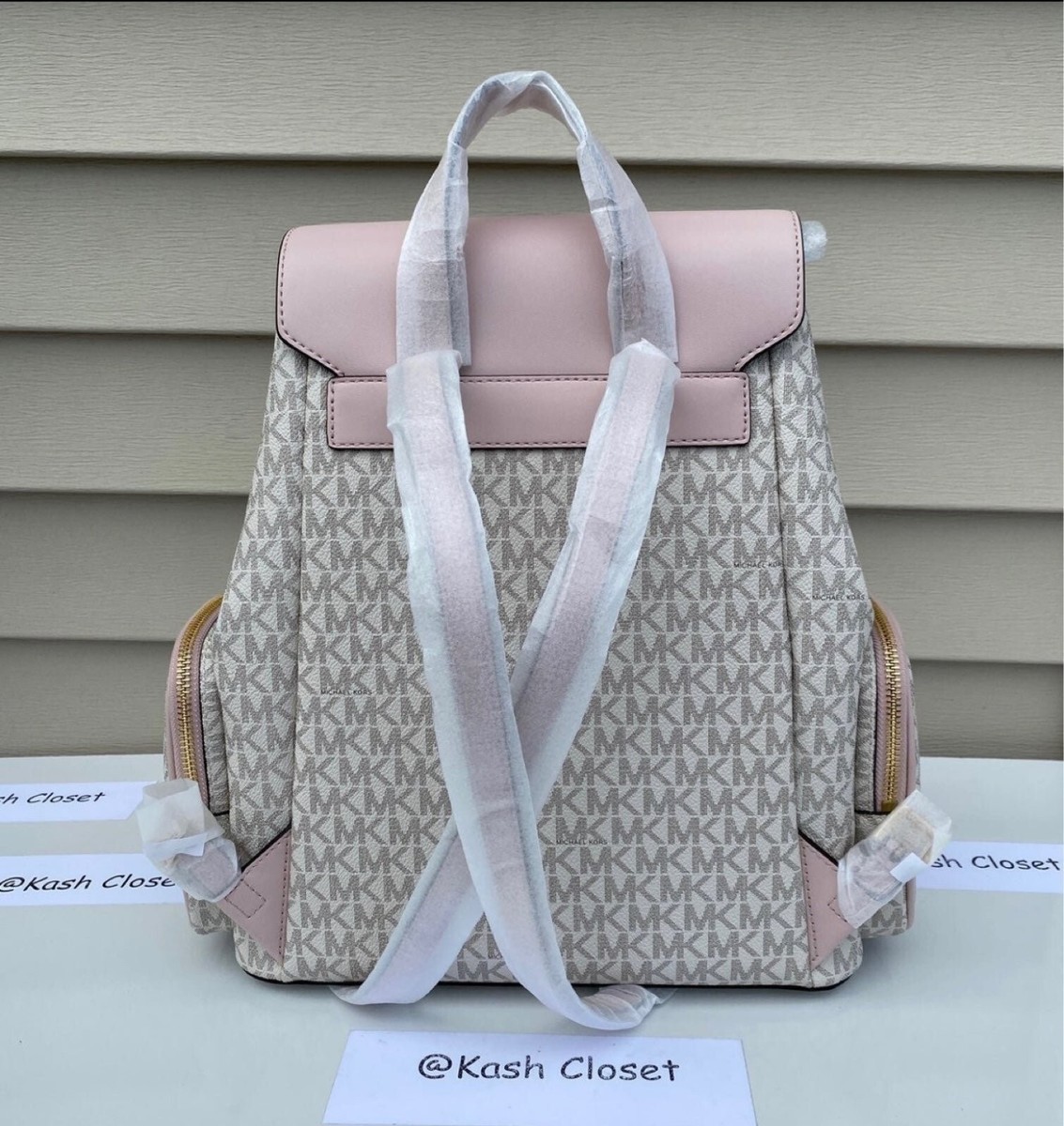Michael Kors Blush and Beige Backpack Set Michael Kors Rhea Medium Backpack Women PVC Bag + Bifold  main image 4