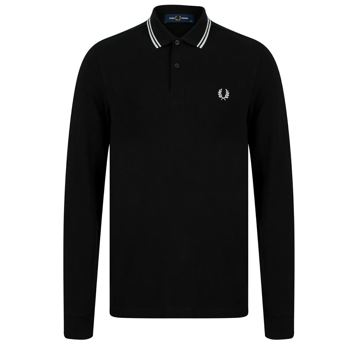 Fred Perry M3636 Long Sleeve Twin Tipped Polo Shirt In Black White