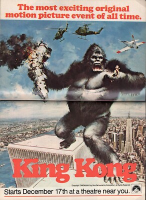 1976 MOVIE PROMO AD ~ KING KONG Most Exciting Original Motion Picture Event