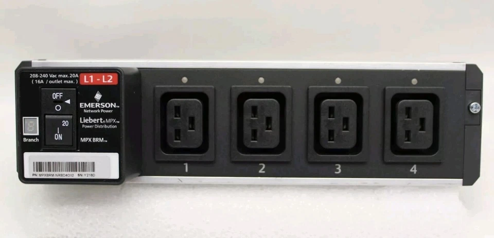 MPXBRM-NRBD4012 EMERSON LIEBERT 4 OUTLET C19 PDU MPX BRM R 266 C19 208V L1-L2 - Image 2 of 4