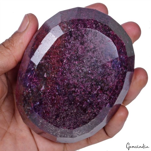 Huge 3460 Cts Natural Deep Red Ruby Oval Cut Loose Faceted Madagascar Gemstone - Picture 7 of 10