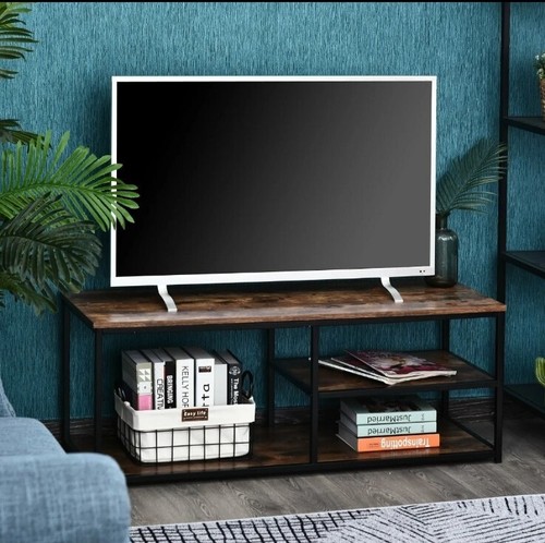 TV Stand, Steel Frame Industrial Entertainment Unit