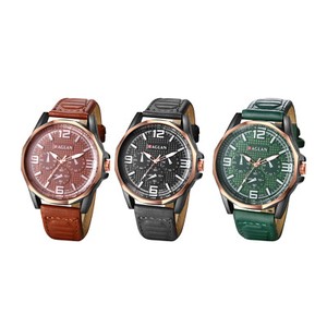 Casual pour hommes PU Bracelet en cuir Montre bracelet en quartz Cadran de décoration facile à lire