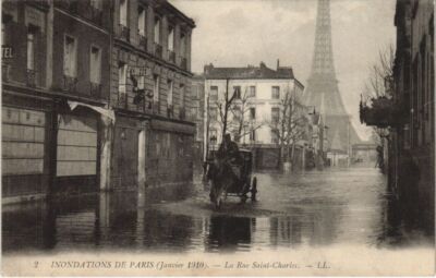 AK Überschwemmungen 1910 PARIS rue St-Charles (996880)