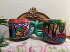 2 Handmade Vtg ISLAND FOLK ART MADE MEXICO Pottery Terracotta Mugs *Moving Sale* — photo 3