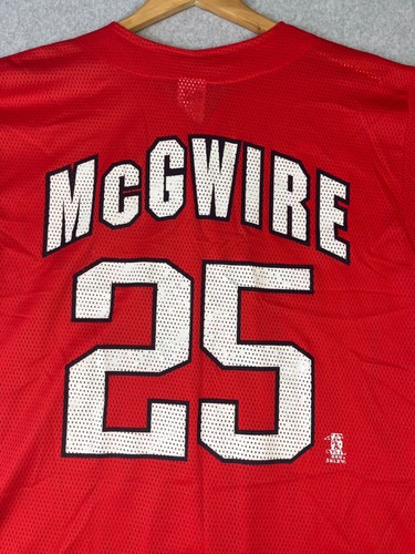 Vintage Mark McGwire Jersey L Red Mesh St Louis Cardinals Red Birds Logo 7 - Picture 8 of 9