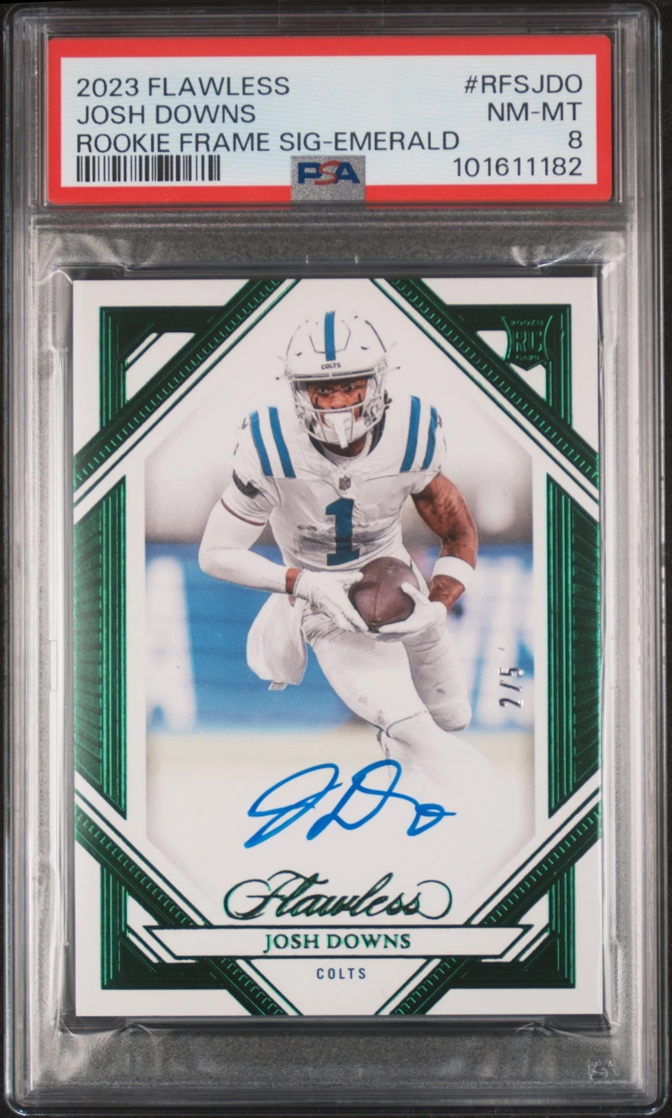 Josh Downs Panini Flawless Rookie Frame Signatures #RFSJDO Emerald