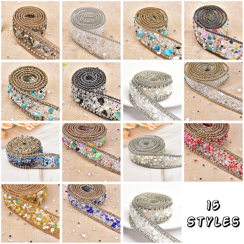 Cinta de cinta de costura de fijación caliente con cadena de diamantes de imitación de 1 M para manualidades hágalo usted mismo - Imagen 3 de 27