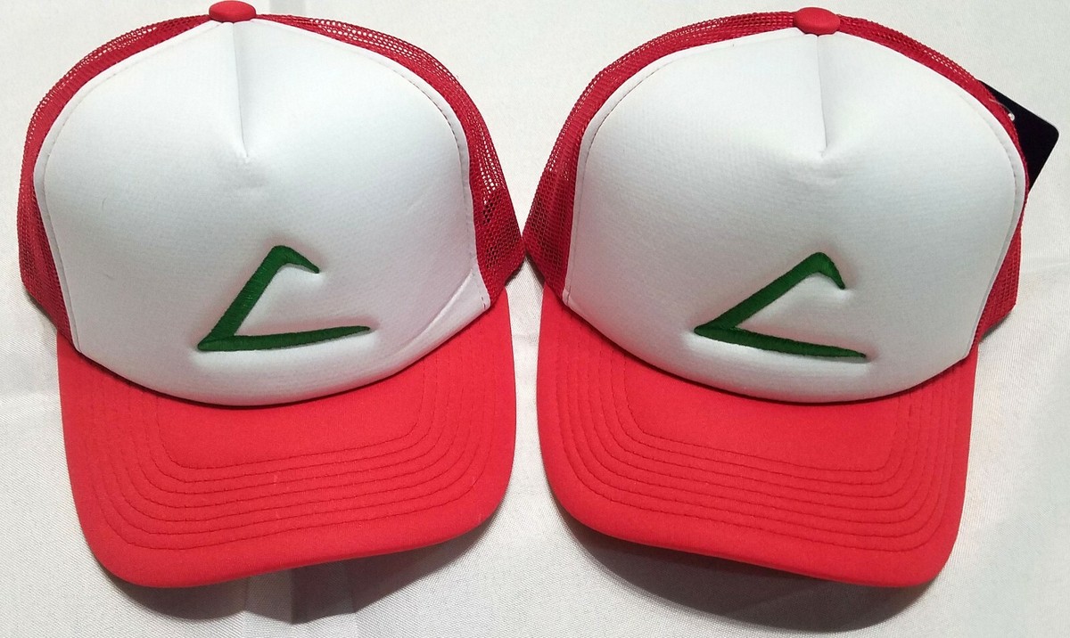 Pokemon Ash Ketchum Embroidered Unisex-Adult Trucker Hat -One-Size  Redl/White
