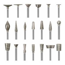 20PCS Stone Carving Set Diamond Burr Polishing Rotary 1/8" Shank for Dremel C564