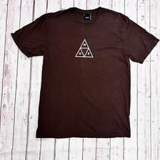 Brown HUF Graphic Short Sleeve Mens Crew Neck T Shirt Size Medium