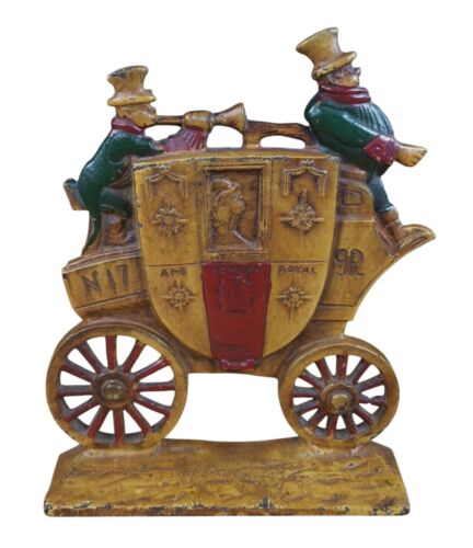 Vintage Gusseisen Türstopper LONDON ROYAL MAIL Kutsche gezogen von römischen Pferden SCHWER
