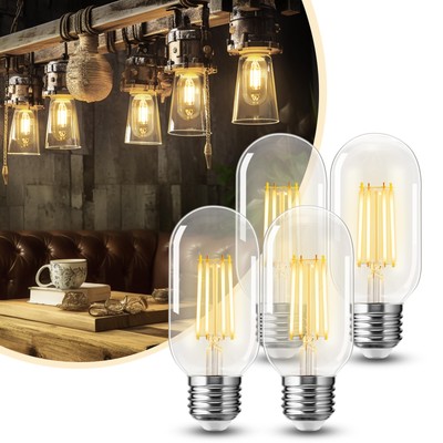 4 Pack LED Edison Light Bulbs Antique LED Filament Bulbs 40W Equivalent E26 Base