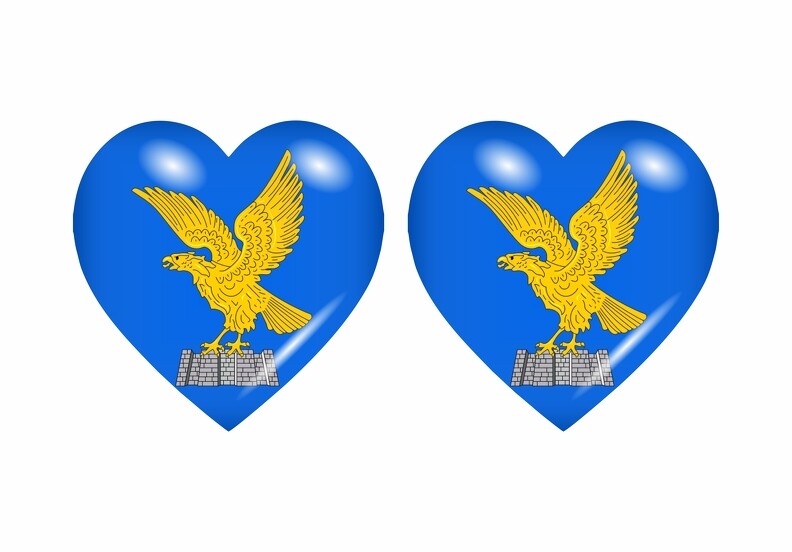 2x Sticker adesivi adesivo bandiera cuore auto moto friuli venezia giulia