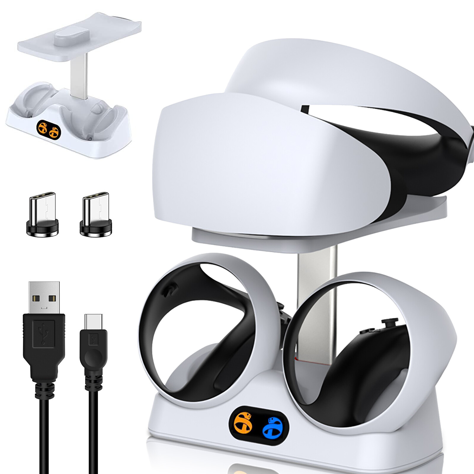 Charging Station Stand for PSVR2 Controller Fast with Headset Mount Type-C Cable-image