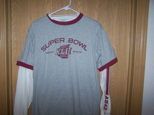 Camisa doble Super Bowl XLII 2008 pequeña Reebok NFL algodón 2 camisas en una - Imagen 7 de 8