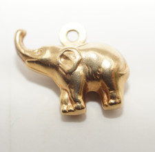9ct GOLD Elephant CHARM 375 UNOAERRE Cartoon Face Hallmark Signed 0.9g VINTAGE