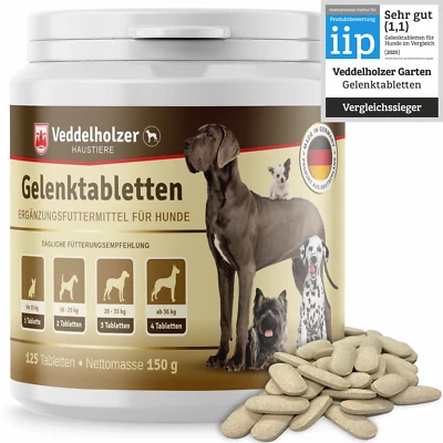 VEDDELHOLZER TESTSIEGER Gelenktabletten Hunde mit MSM Grünlippmuschel Pulver Omega 3 Gelenk A