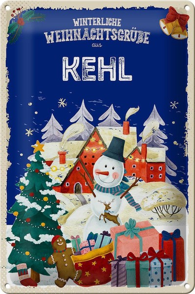 Blechschild WeihnachtsgrüßE Kehl Geschenk Fest Deko Schild Tin Sign 20X30 Cm-image