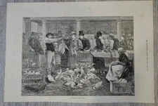    Vintage Print, A Michaelmas Goose Fair, 39.5 x 27.4 cm.  We Sell Guaranteed..