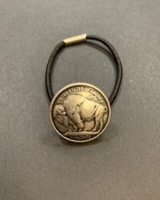 Concho-Style Hair Elastic Tie with Buffalo Nickel Design 28045