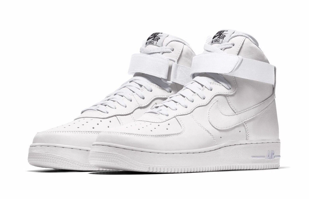 $250 NIB NEW Mens Nike Air Force 1 Premium White Leather Custom High Top  Shoes | eBay