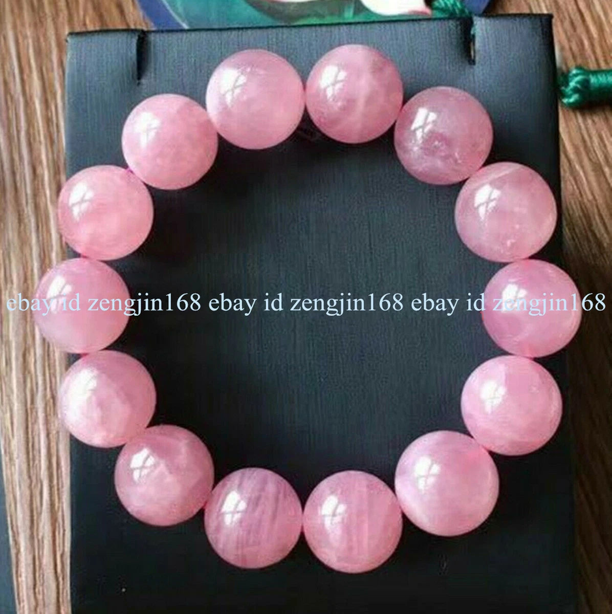 Genuine Natural 14mm Pink Quartz Gemstone Round Beads Stretch